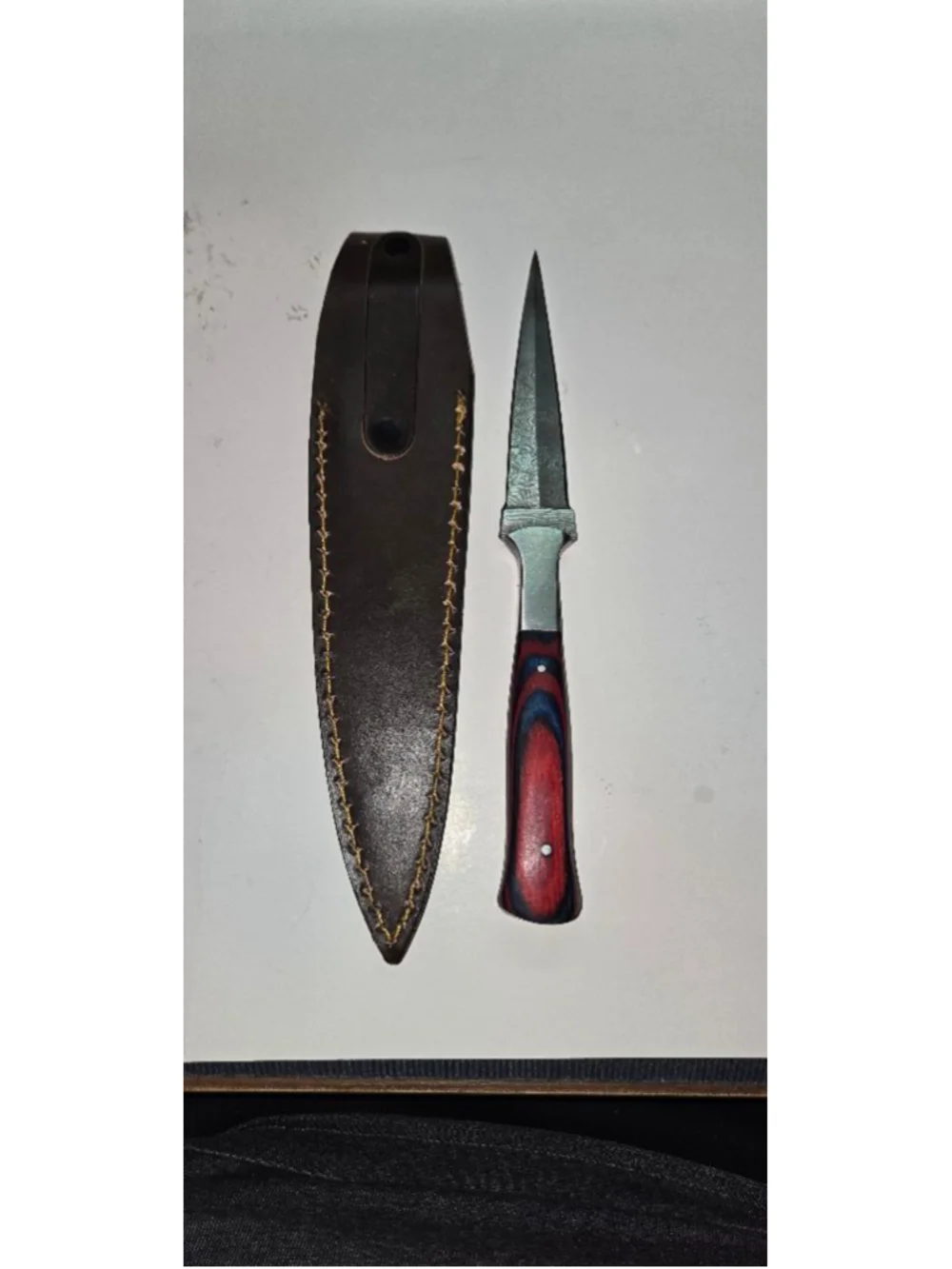 Custom Handmad Louis Martin Damascus Layered Knife Dagger w/ Sheath Double edge